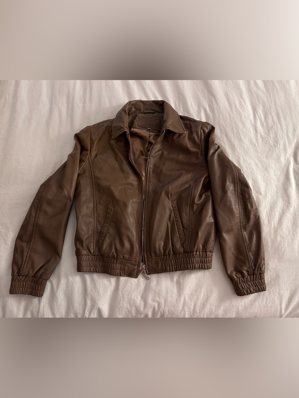 Vintage Italian Leather Bomber Jacket in Camel/Tan
